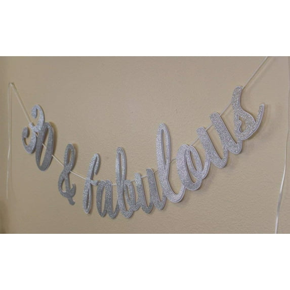 All About Details 30 & Fabulous Cursive Banner (Silver)
