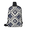 thumbnail image 3 of Chest Bag Dual Pocket 11.8×7.7×2.4in Waterproof Double-Pocket Large Capacity With No Inner Pouch Pockets And Double Drawstrings Navy Geometric Patterns_4, 3 of 8