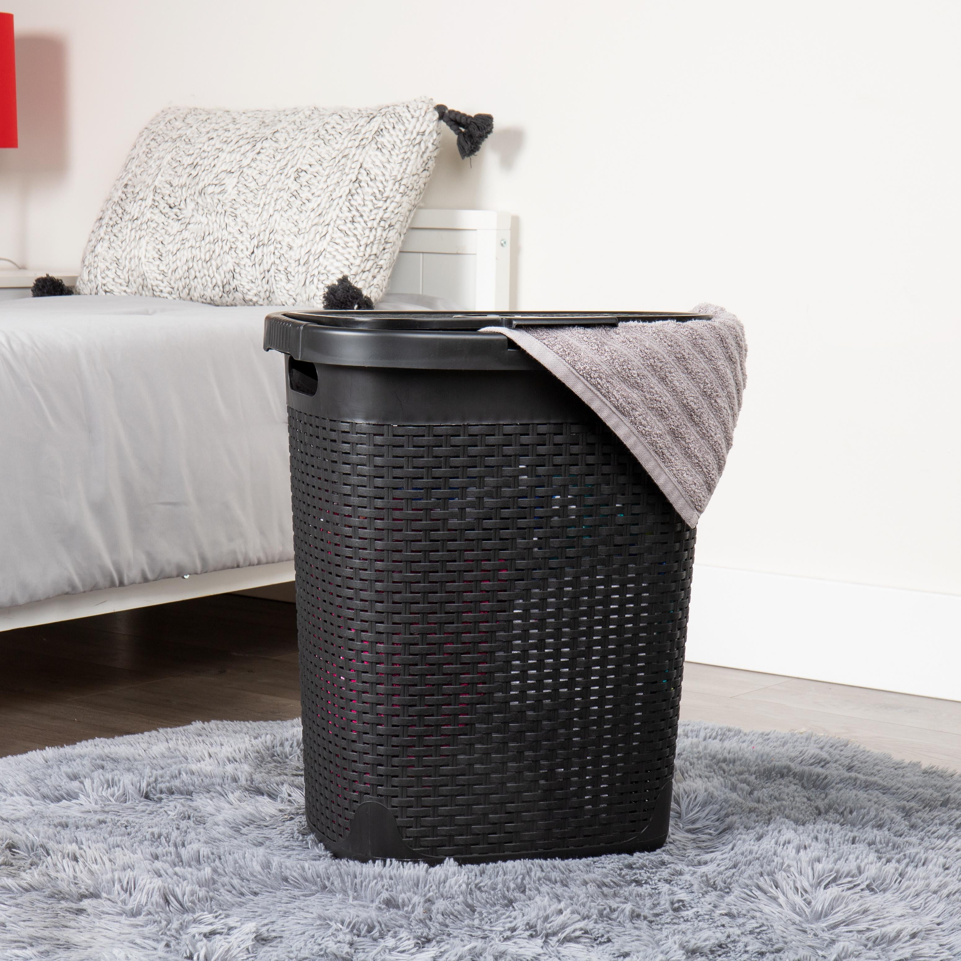 Mind Reader Slim Portable Laundry Hamper, Black