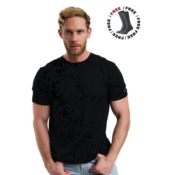 𝗘𝗩𝗘𝗥𝗬𝗗𝗔𝗬 Men’s Merino Wool Short Sleeve T-Shirt with Included Hiking Socks - Merino.tech