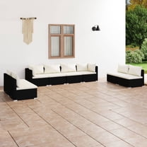 vidaXL 8 Piece Patio Lounge Set with Cushions Poly Rattan Black