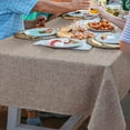 thumbnail image 3 of decorUhome Waterproof Rectangle Linen Tablecloth, Wipeable Burlap Table Cloth, Wrinkle and Stain Resistant Washable Table Cover for Kitchen, Dining, Parties, 60x84, Coffee, 3 of 8