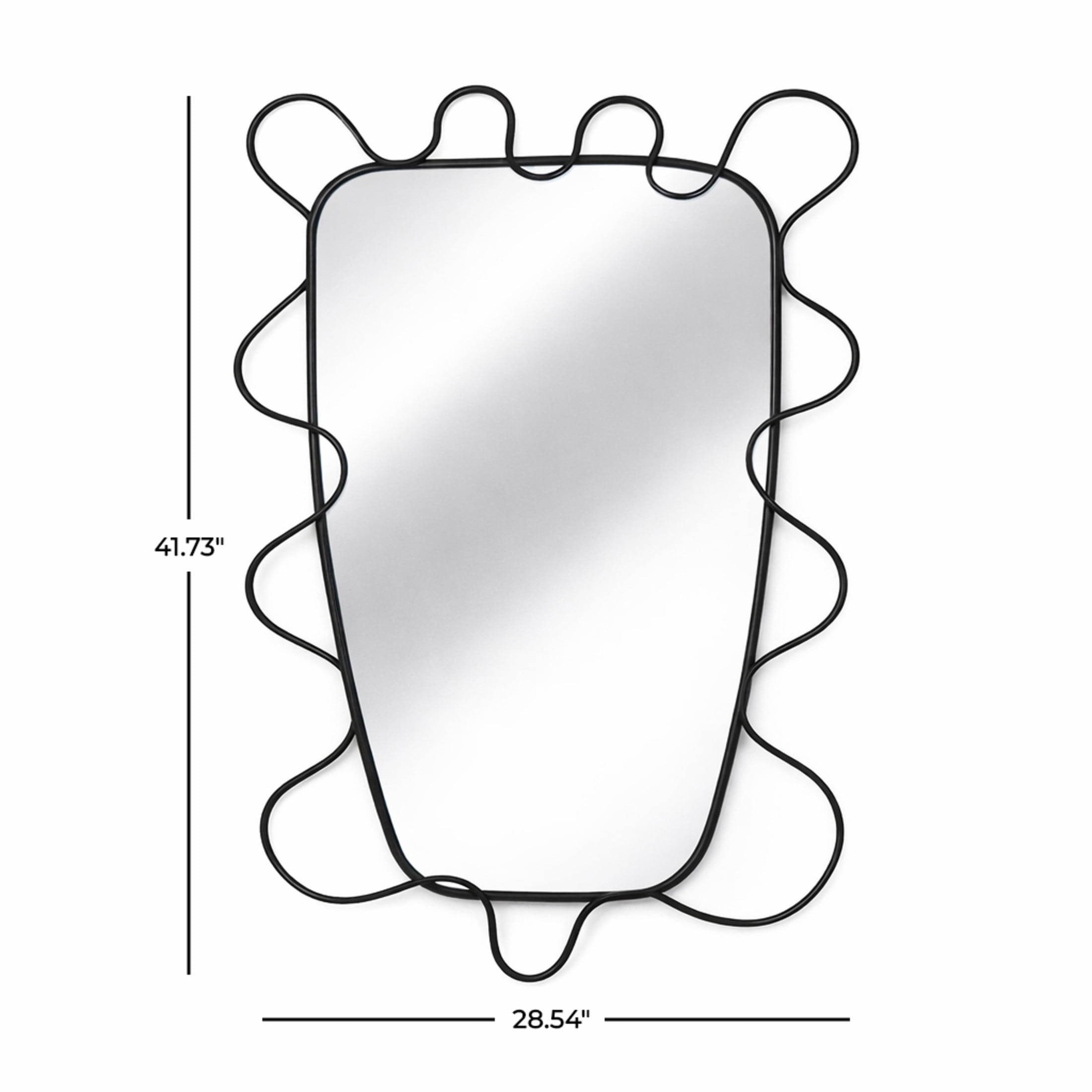 DecMode 26" x 39" Black Wall Mirror with Wavy Edges