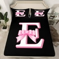 thumbnail image 2 of Erosebridal Initial E Letter Sheet Set Full, Princess Bow Bedding Sets Full Size, Monogrammed Reversible Full Sheet Sets, Microfiber Room Decor, 4 Pieces, 2 of 7