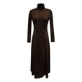 thumbnail image 4 of DHFJKG Long Dresses For Women Turtleneck Slim Fit Stretchy Long Sleeve Maxi Dress Solid Color Side Slit Stylish Dresses, 4 of 5