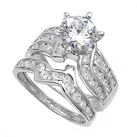 Sterling Silver Designer Engagement Ring ( Sizes 4 5 6 7 8 9 10 11 12 ) Wedding Band Bridal Set Rings (Size 12)
