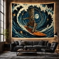 thumbnail image 6 of Ocean Waves Figure with Tiki Totem Character Surfing, Mystical Fantasy for Space Lovers, Galaxy Room Decor, Housewarming Gift, Tapestry Wall Hanging for Bedroom and Dorm, 6 of 7