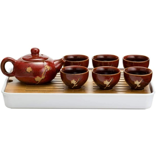 TJ Global Chinese/Japanese Ceramic Tea Set, 100 Handmade Traditional