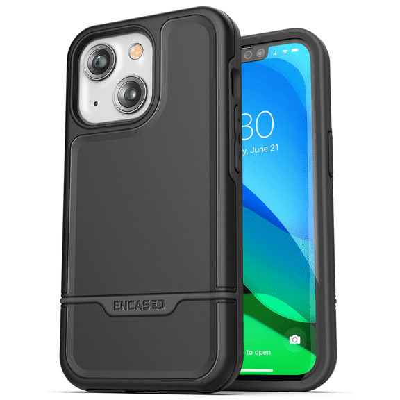 Encased Rebel Series Designed for iPhone 13 Case Protective Heavy Duty Phone Case (Black)