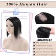 thumbnail image 3 of MY-LADY Woman 100% Remy Real Topper Human Hair Hair Extensions Natural Daily Hair Wigs Straight Hair Piece #01 Jet Black 10inch, 3 of 8