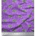thumbnail image 1 of Soimoi Purple Poly Georgette Fabric Leaves & Artistic Elephant Animal Print Fabric by the Yard 42 Inch Wide, 1 of 1