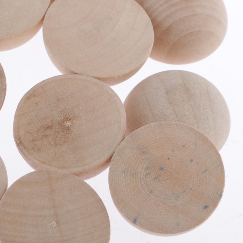 20pcs 3cm Natural Wood Block Unfinished Half Wooden Balls Craft Kids DIY Toy 