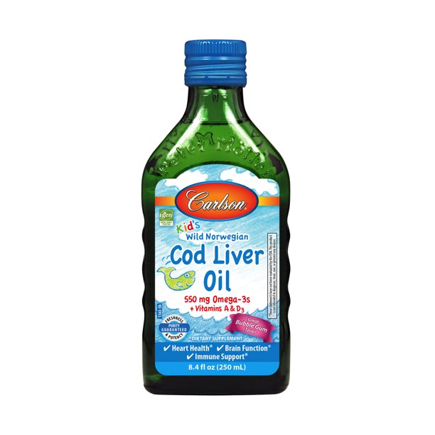 Carlson Kid's Wild Norwegian Cod Liver Oil + Vitamin A & D3 Liquid, 550