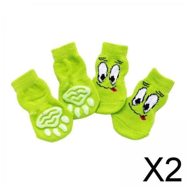 2x 4 Piezas Calcetines Cálidos para Gatos Calcetines Suaves para Mascotas Calcetines Antideslizantes de Dibujos Animados Lindos para Pequeños C 2 piezas