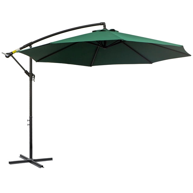 Outsunny Parasol Déporté de 9,7 Pi pour Patio, Parasol Suspendu Cantilever avec Base