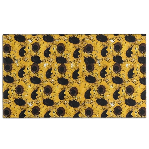 Yellow Black Sunflower Pattern Door Rugs,Washable Non Slip Door Mats Indoor,Decorative Door Mats,Entry Mat Indoor for Entrance,Bedroom,Kitchen,Bathroom,17"x30"
