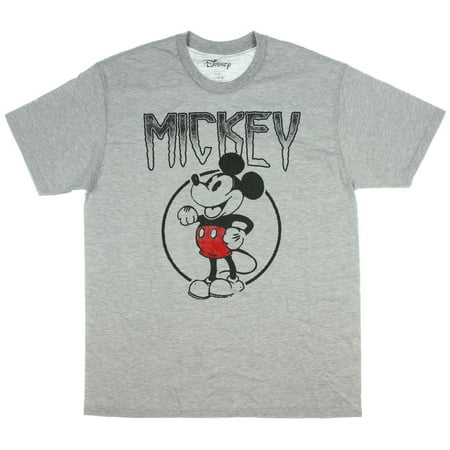 Disney Mickey Mouse T Shirt Vintage Logo Cartoon Adult Men's Tee Heather Grey LG