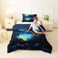 thumbnail image 4 of Manfei Woodland Wolf Twin Comforter Sets,Blue Sky Bedding Set,Navy Blue Reversible,2 Pieces,1 Comforter and 1 Pillowcase, 4 of 7