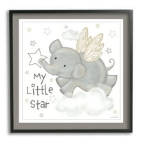 Stupell Industries My Little Star Elephant Animals & Insects Painting Black Framed Art Print Wall Art, 24 x 24