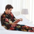 thumbnail image 4 of Mens Pajamas Set, Rose Flowers Grape Button Down Long Sleeve Loungewear Sleepwear Pjs sets for Men, 4 of 5