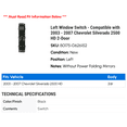 thumbnail image 2 of Left Window Switch - Compatible with 2003 - 2007 Chevy Silverado 2500 HD 2-Door 2004 2005 2006, 2 of 2