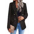 thumbnail image 2 of Women'S Plaid Blazer Jacket Warm Fully Lined Business Casual Elegant Coat with Pockets Black Dot XXL, 2 of 9