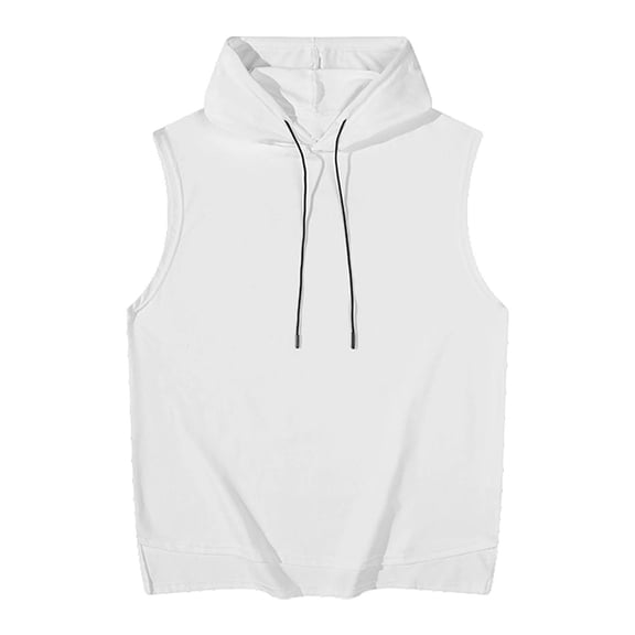 Lmnyox Men's Sleeveless Hoodies Summer Casual Athletic Tank Tops Basic Plain Gym Workout Hooded Shirt with Drawstring
