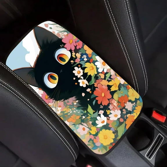Cat Car Armrest Cover Car Center Console Cover Auto Armrest Storage Box Mat Soft Car Seat Box Cover Pad Comfortable Auto Accessories Interior