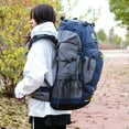 thumbnail image 3 of Sac de Sport Extérieur Imperméable 60L Randonnée Camping Escalade Cyclisme avec Housse de Pluie Bleu Foncé, 3 of 7