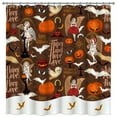 thumbnail image 1 of Whimsical Halloween Shower Curtain with Pumpkins, Bats, Angels & Ghosts, 1 of 5