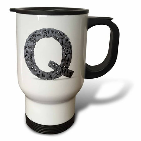 3dRose Monogram Letter Q made out of many Qs - Travel Mug, 14-ounce, Stainless Steel