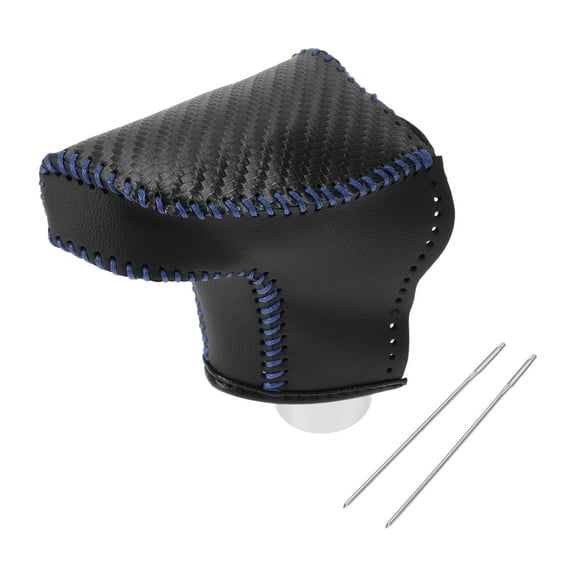 Unique Bargains 1 Set Gear Shift Knob Cover for Hyundai Elantra 2021-2023 Stick Shifting Handle Protector Black Carbon Fiber Blue Faux Leather