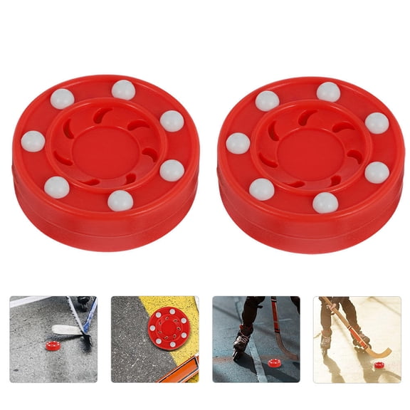 Raindrops Roller Hockey Puck Red PP Shockproof Core for Indoor Training 2Pcs