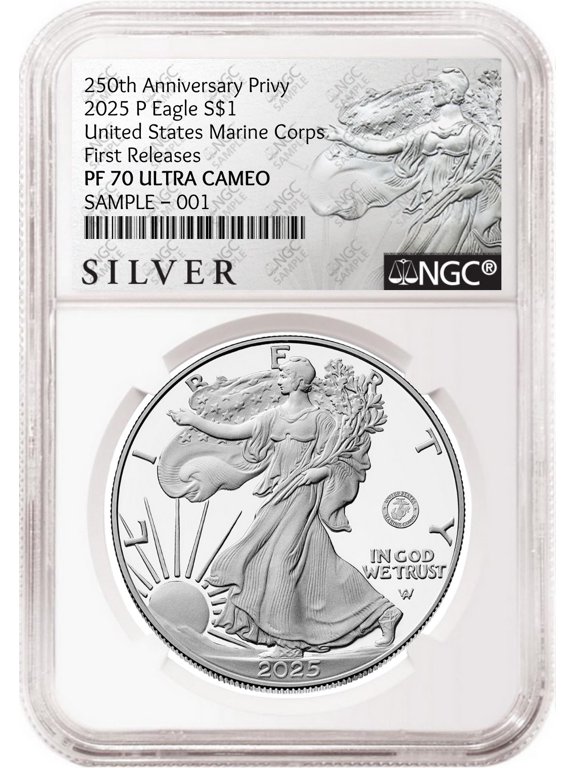 2025 P Silver Eagle Marine 250th Anniversary Privy NGC PF70 FR ALS