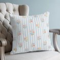 thumbnail image 4 of Pillow Covers 16x16 Set of 2, Pink Spring Floral Throw Pillow Covers Decorative Couch Cushion Cover, Blue Striped Farmhouse Art Elegant Microfiber Soft Square Pillowcases for Bedroom Living Room Sofa, 4 of 9