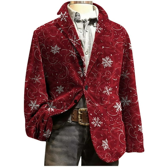RXMEKW Party Coat for Men, Corduroy Print Ceremonial Dress with Button Closure and Pockets, Long Sleeve Hooded Blazer for Weddings and Holiday Events
