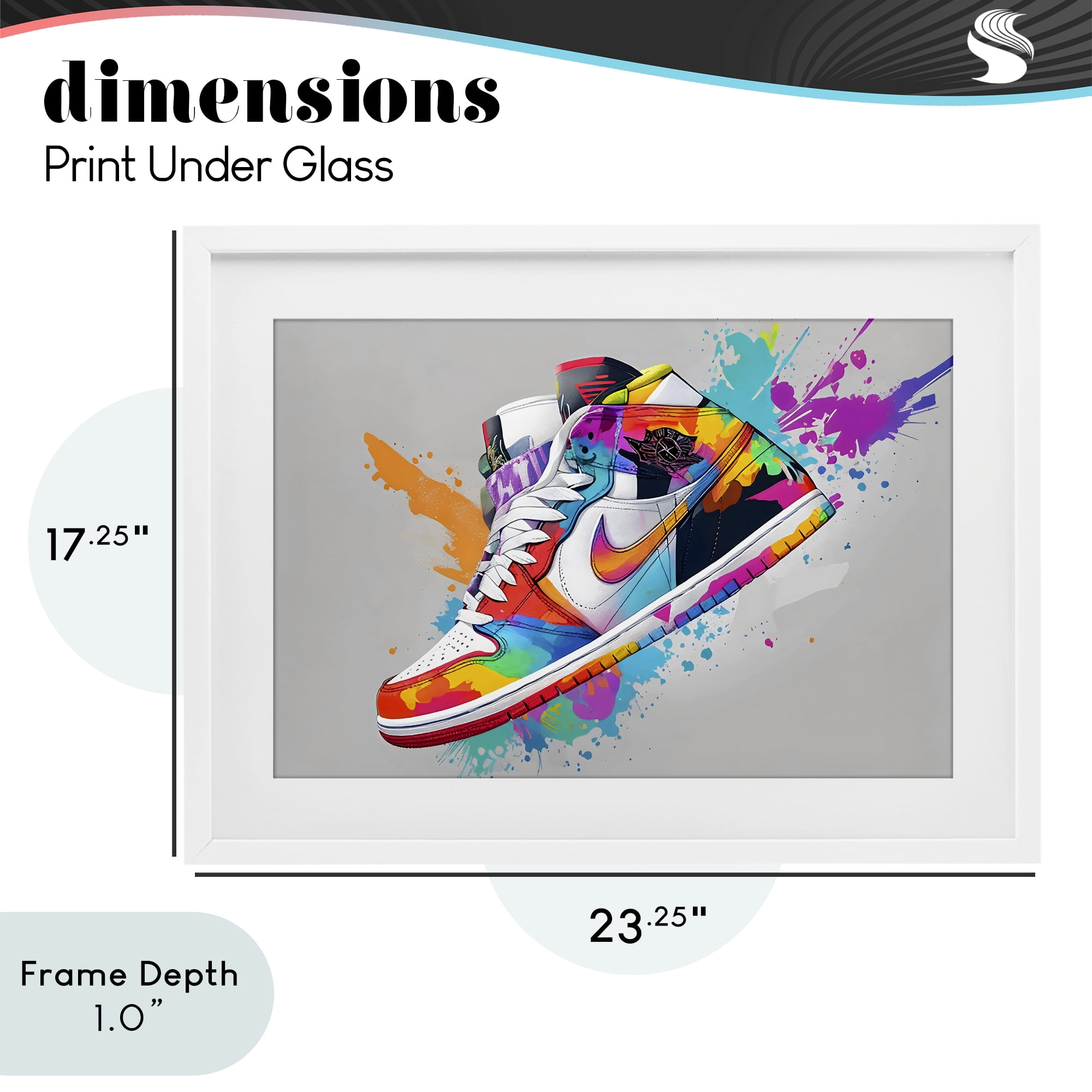 Stupell Industries Hightop Sneaker with Splatter White Framed Print Under Glass, design by Creative Studio