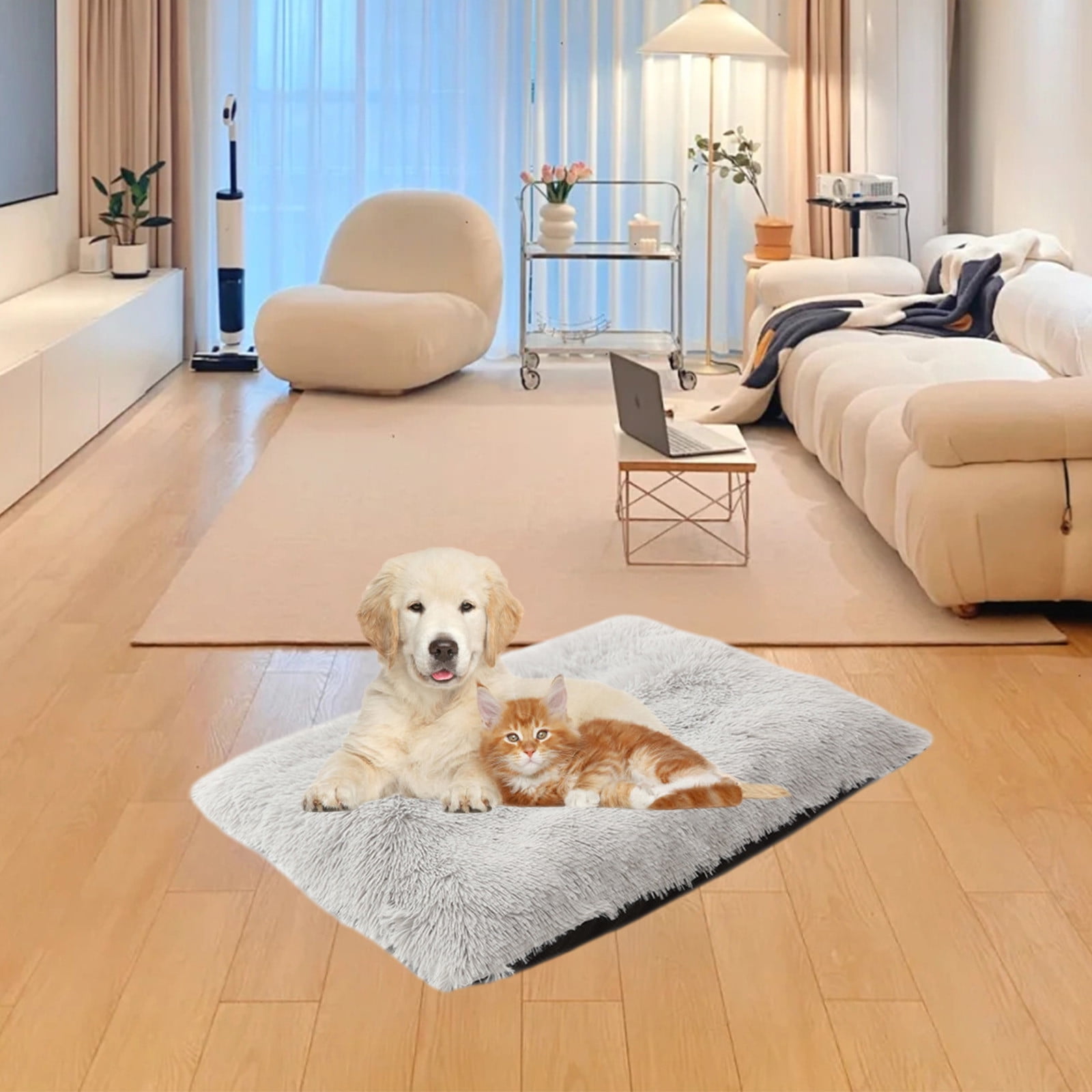 Kiplyki Dog Crate Pad Plush Dog Bed For Dogs Calming AntiAnxiety Dog Bed For Crate Washable Soft Warm Dog Crate Mat With Non-Slip Bottom
