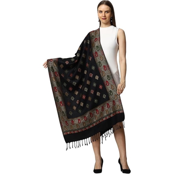 Kashmiri Stole / Shawl /Wrap for Women, Woven Wool Design, (Size 30 X 80 Inches)