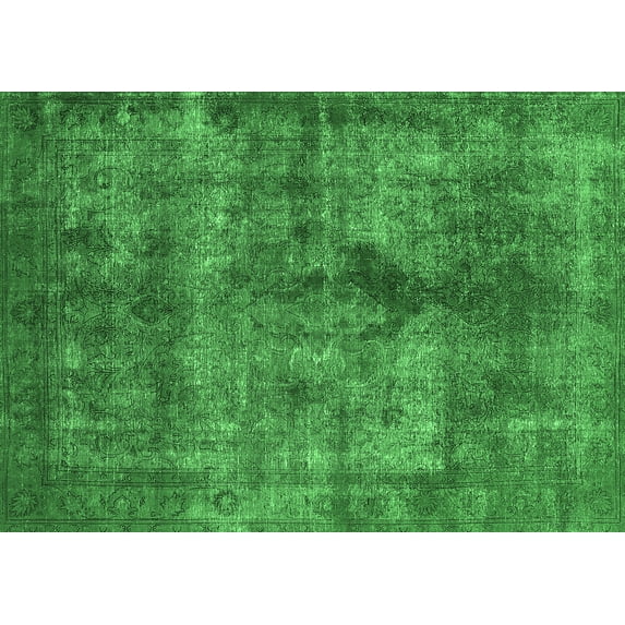Ahgly Company Indoor Rectangle Oriental Emerald Green Industrial Area Rugs, 4' x 6'