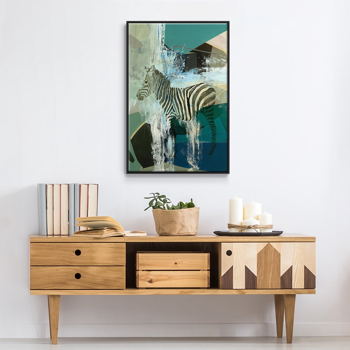 Crossing the Lines Framed Premium Gallery Wrapped Canvas - Ready to Hang - 25 x 37 - Black Floating Frame