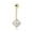 Gold, variant on AVORA 10K Yellow Gold 4mm Princess-Cut Simulated Diamond CZ Halo Belly Button Ring Body Jewelry (14 Gauge)