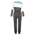 thumbnail image 4 of Sweatsuits 2pcs Sets Womens Jogger Set Round neck Long Sleeved Color Blocking Leisure Fashion Loose Two Piece Sweatpants Joggers Gray Size M, 4 of 5