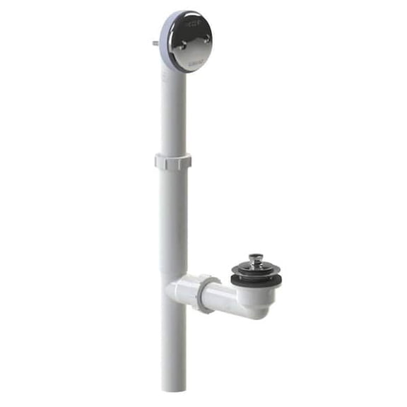 Watco Series 500 Lift & Turn Bath Waste Kit for Tubs up to 16" - PVC Plastic Waste, Overflow, and Stopper in Brushed Nickel - 500-LT-PVC-BN