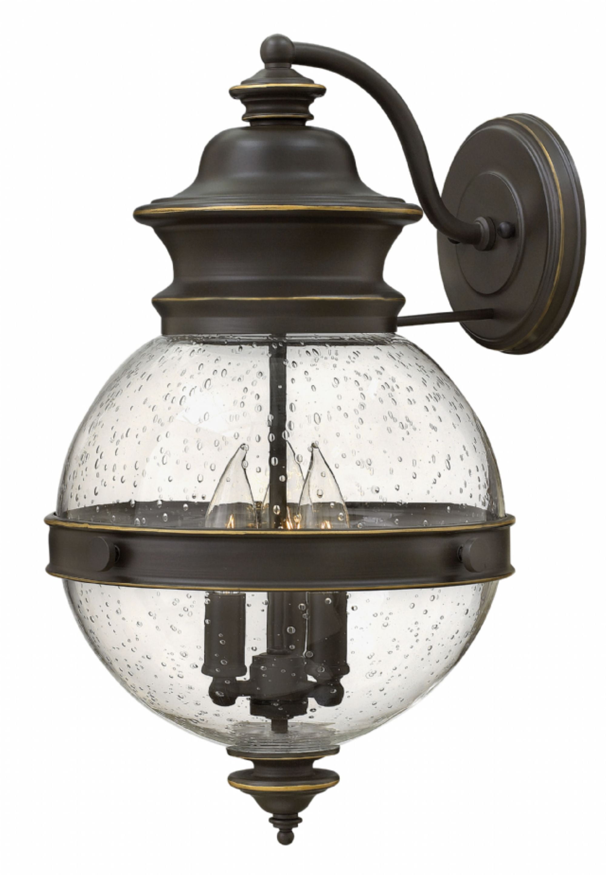 Hinkley Lighting 2345 3 Light Candle Style Lantern Wall Sconce With Clear Seedy Glass Globe Shade From The Saybrook Collection