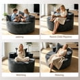 thumbnail image 4 of YVDNHP 37" Round Chair, Boneless Lounge Chair Indoor, Flannel Cloud Sofa with Pillow, Deep Seat Modern Accent Chairs for Living Room, Bedroom, No Assembly Required, Gray, 4 of 8