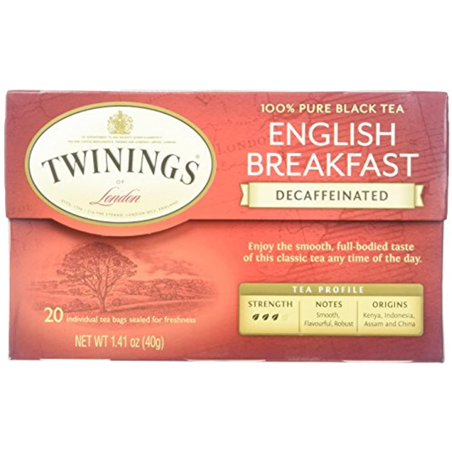 Twinings English Breakfast Tea, Decaffeinated, Tea Bags, 20 Ct