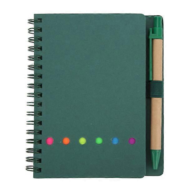 Portable Laptop Simple Leather Notebook with Double Coil Student Notepad with Insert Pen Business Office