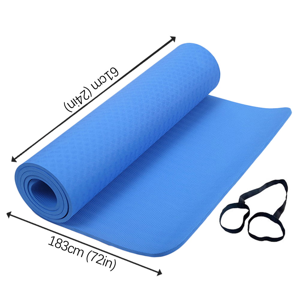 Extra Thick Yoga Mat 4mm Non Slip Exercise Pilates Gym Picnic Camping Strap New 