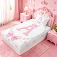 thumbnail image 4 of meiyoeat Bow Letter Print A Twin Sheets For Girls,Girly Pink Bowknot Bedding For Kids,3pcs, 4 of 6